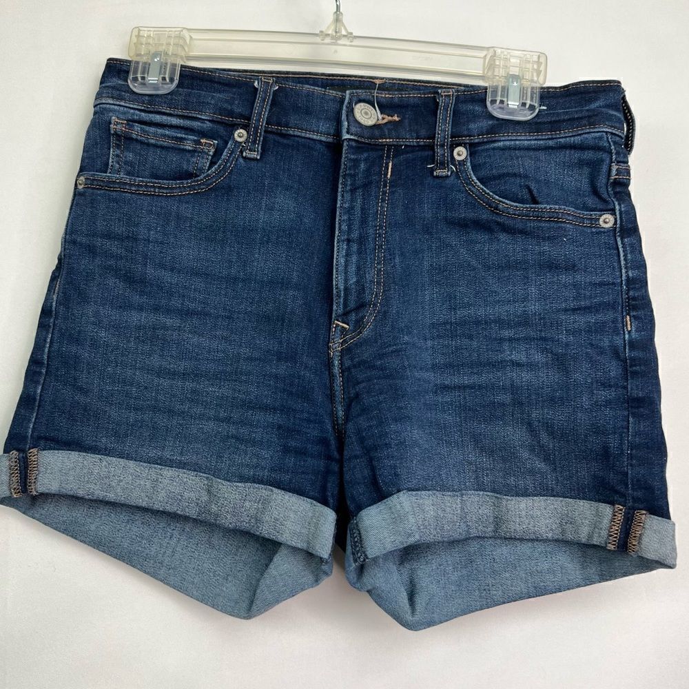 American Eagle Rolled Hem High Rise denim blue jean shorts